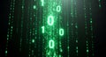 Green Digital Binary Code Falling Down in a Dark Environment data technology Royalty Free Stock Photo