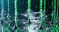 Digital Data Rain Drops Creating Ripples in Water, Technology Concept Royalty Free Stock Photo