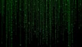Green Digital Data Stream Coding on Black Background for Technology Concept Royalty Free Stock Photo