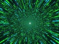 Green digital data tunnel with light at the end Royalty Free Stock Photo