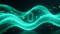 Green Digital Data Waves with Binary Code Royalty Free Stock Photo