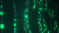 Green digital HEX code rain futuristic technology concept. 3D render Royalty Free Stock Photo