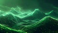 Green Abstract Landscape Data Network Technology. Royalty Free Stock Photo