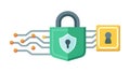 Green digital lock icon representing robust circuit security, vector design Generative AI Royalty Free Stock Photo