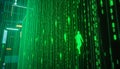 Green digital matrix background, technology and data flow, Stock Photo, Generative AI Royalty Free Stock Photo