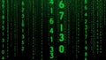 Green digital matrix code falling vertically on black background Royalty Free Stock Photo