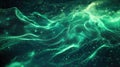 Green digital particles creating an abstract network wave background Royalty Free Stock Photo