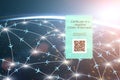 Green digital passport,certificat of negative covid-19 test results for europe with planes and copy space,Element of image