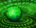 Green digital pixel planet Royalty Free Stock Photo