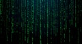 Green Digital Rain Abstract Background, Numbers Falling, Futuristic Technology Concept Royalty Free Stock Photo