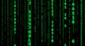 Green digital rain of binary code and numbers on black background, technology abstract Royalty Free Stock Photo