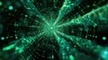 Green digital tunnel displaying data flow and connection Royalty Free Stock Photo