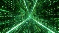 Green digital tunnel filled with binary code showing data flow and technology concept Royalty Free Stock Photo