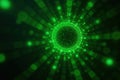 Green digital vortex binary code depth of field bokeh coding texture Royalty Free Stock Photo