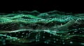 Green Digital Wave Background With Particle Technology, Visual Abstract Data Royalty Free Stock Photo