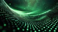 Green digital wave creating data particle network Royalty Free Stock Photo