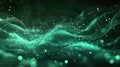 Green digital wave creating flowing network data particles Royalty Free Stock Photo