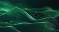Green digital wave displaying data network particle flow Royalty Free Stock Photo