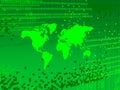 Green digital worlmap background with green pixels