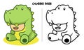 Green Dinosaur Cosplay Coloring Page