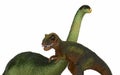 Green dinosaur diplodoc and tyrannosaurus rex Royalty Free Stock Photo