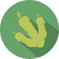 Green Dinosaur Footprint Circle Flat Design Icon. Vector Illustration