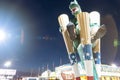 Green dinosaur statue outside The Big Texan Steak Ranch, famous restaurant Amarillo, Texas, USA