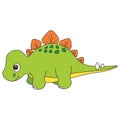 Green Dinosaur stegosaurus cartoon isolated cute illustration