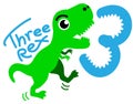 Green dinosaur Three Rex. Cartoon Tirex.