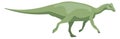 A green dinosaur is walking across a white background Royalty Free Stock Photo