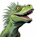 Edgy Caricature Illustration Of A Walking Iguana