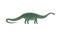 Green Diplodocus Dinosaur Of Jurassic Period, Prehistoric Extinct Giant Reptile Cartoon Realistic Animal