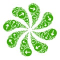 Green Direction CW Arrow Icon Centrifugal Flower