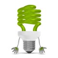 Green discouraged spiral light bulb character