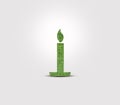 Green Diwali concept. Candle Light made of green leaf eco energy concept.