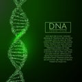Green DNA life sequence glitter shiny vector illustration. Science molecule structure backgroundbackground. Vector eps10
