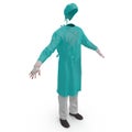 Green doctor uniform stained with blood isolated on white. No people. 3D illustration