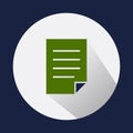 green document icon. isolated background with long shadow