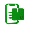 Green Document tracking marker system icon isolated on transparent background. Parcel tracking.