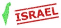 Distress Israel Stamp Seal and Green Men and Dollar Mosaic Map of Israel