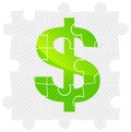 Green dollar on puzzle Royalty Free Stock Photo