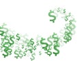 Green dollar symbols flying currency vector Royalty Free Stock Photo