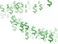 Green dollar symbols scatter currency vector Royalty Free Stock Photo