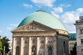 Green dome of St. Hedwig`s Cathedral, a Roman Catholic cathedral on the Bebelplatz in Berlin, Germany. It is the seat of the Royalty Free Stock Photo