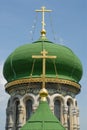 Green domes of Assumption Cathedral in Bila Krynytsia