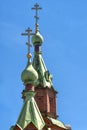 Green domes of the Russian Orthodox Church against