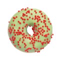 Green donut with sprinkles isolated Royalty Free Stock Photo