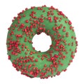 Green donut with sprinkles isolated on white background Royalty Free Stock Photo