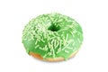 Green donut with white sprinkles on a white isolated background Royalty Free Stock Photo