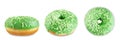 Green donut with white sprinkles on a white isolated background Royalty Free Stock Photo